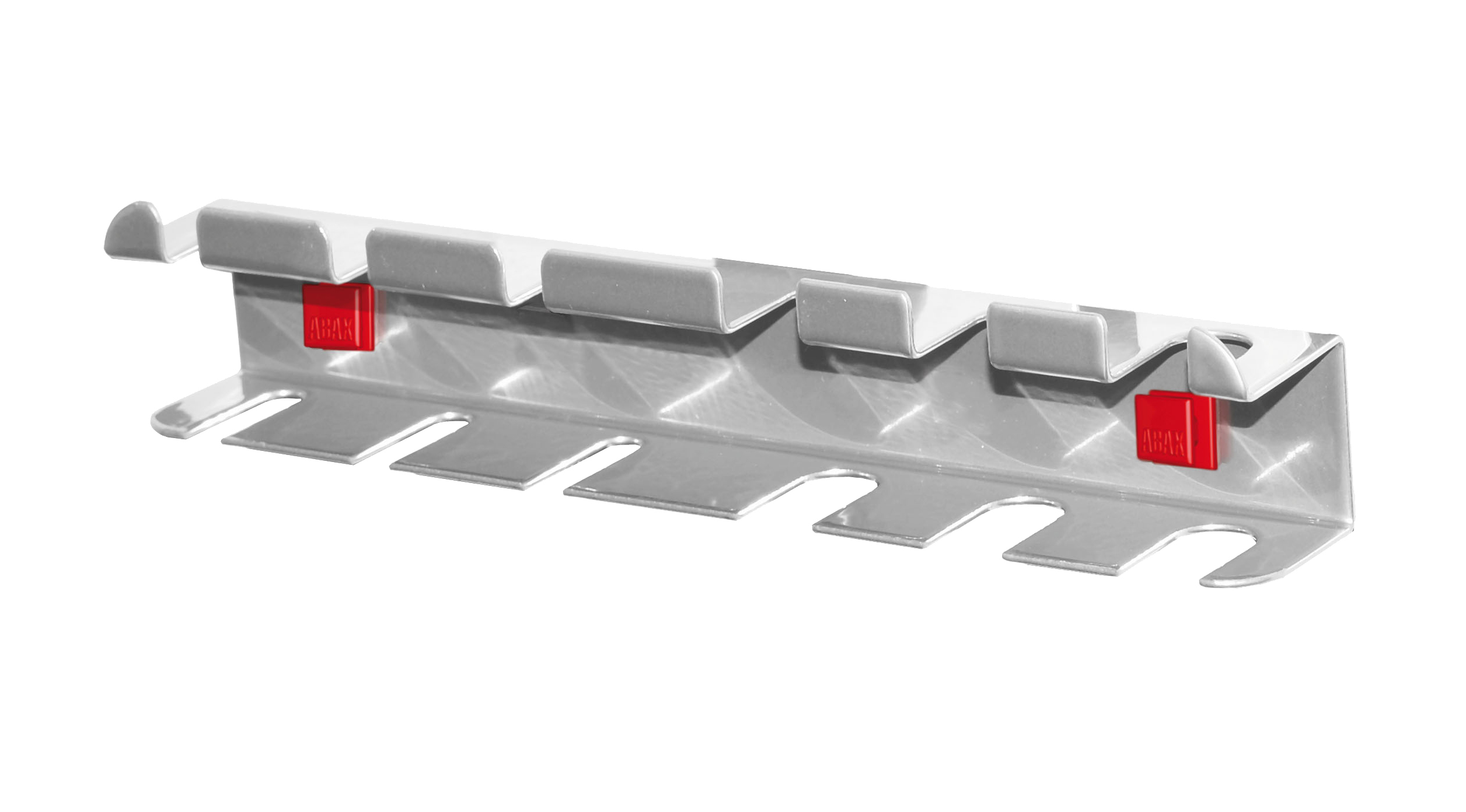 Schroevendraaierhouder voor 6 delen, 60 x 390 x 40 mm HxBxD, aluminiumkleurig, voor geperforeerde panelen, achter- en zijpanelen